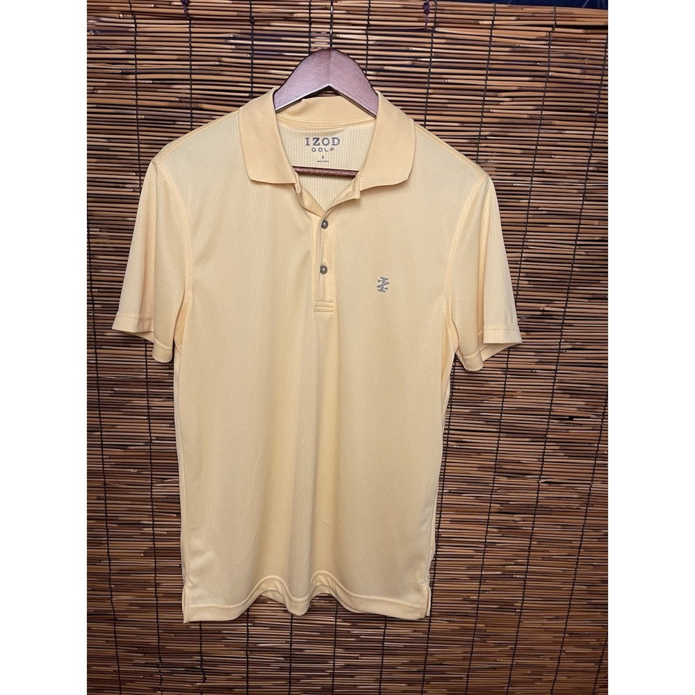 Izod Polo Shirt S Small Yellow Short Sleeve Classic Fit Casual Golf Sporty Tee